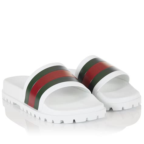 web slide sandal gucci white|Gucci web slide black rubber.